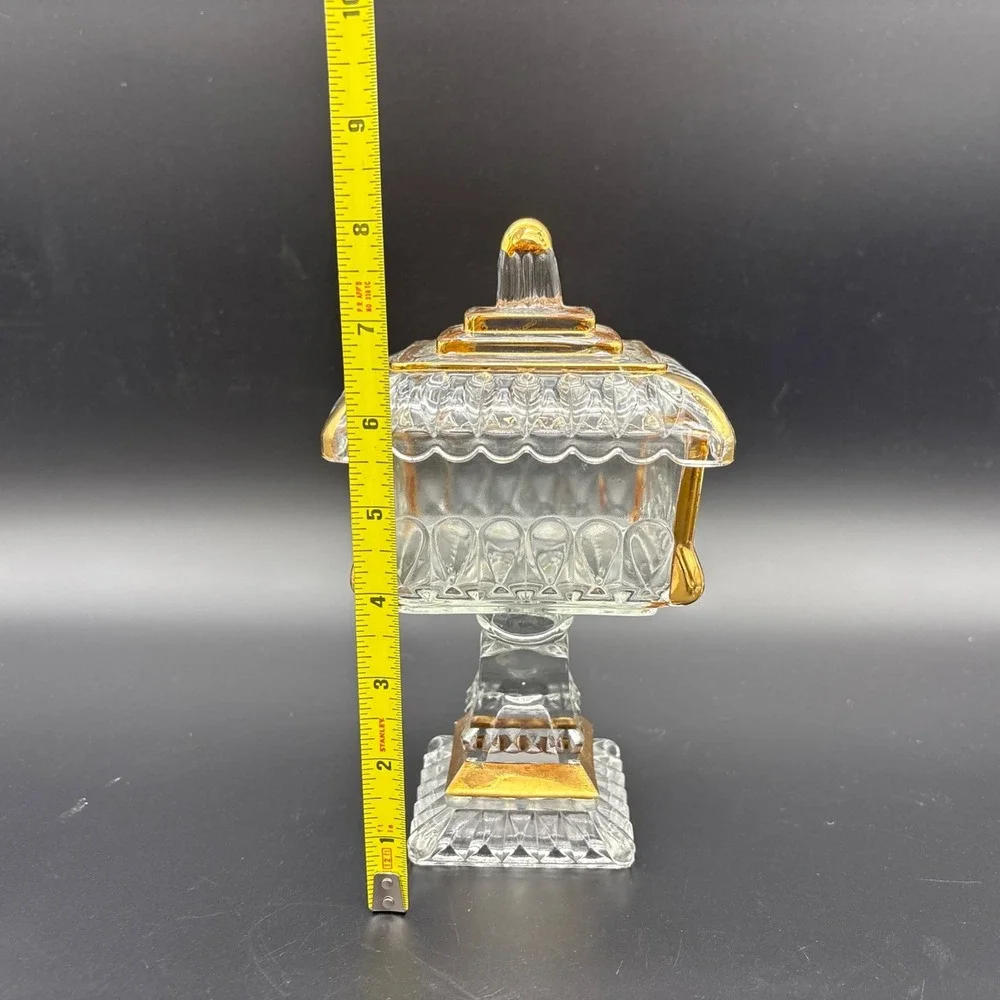 Vintage Jeannette Glass Wedding Cake Box Candy Dish 8.25